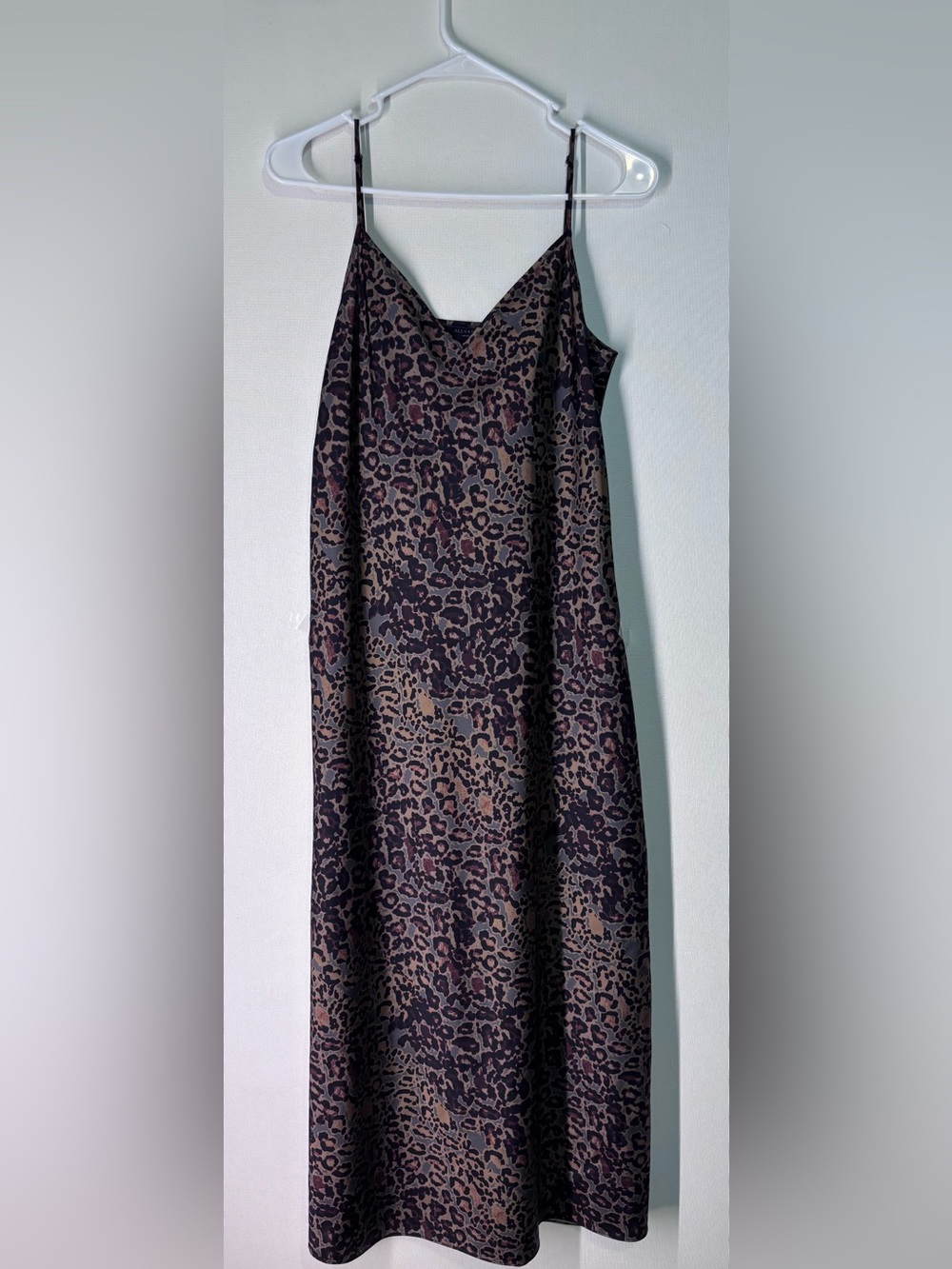 All Saints Leopard Slip Dress Brown and Black